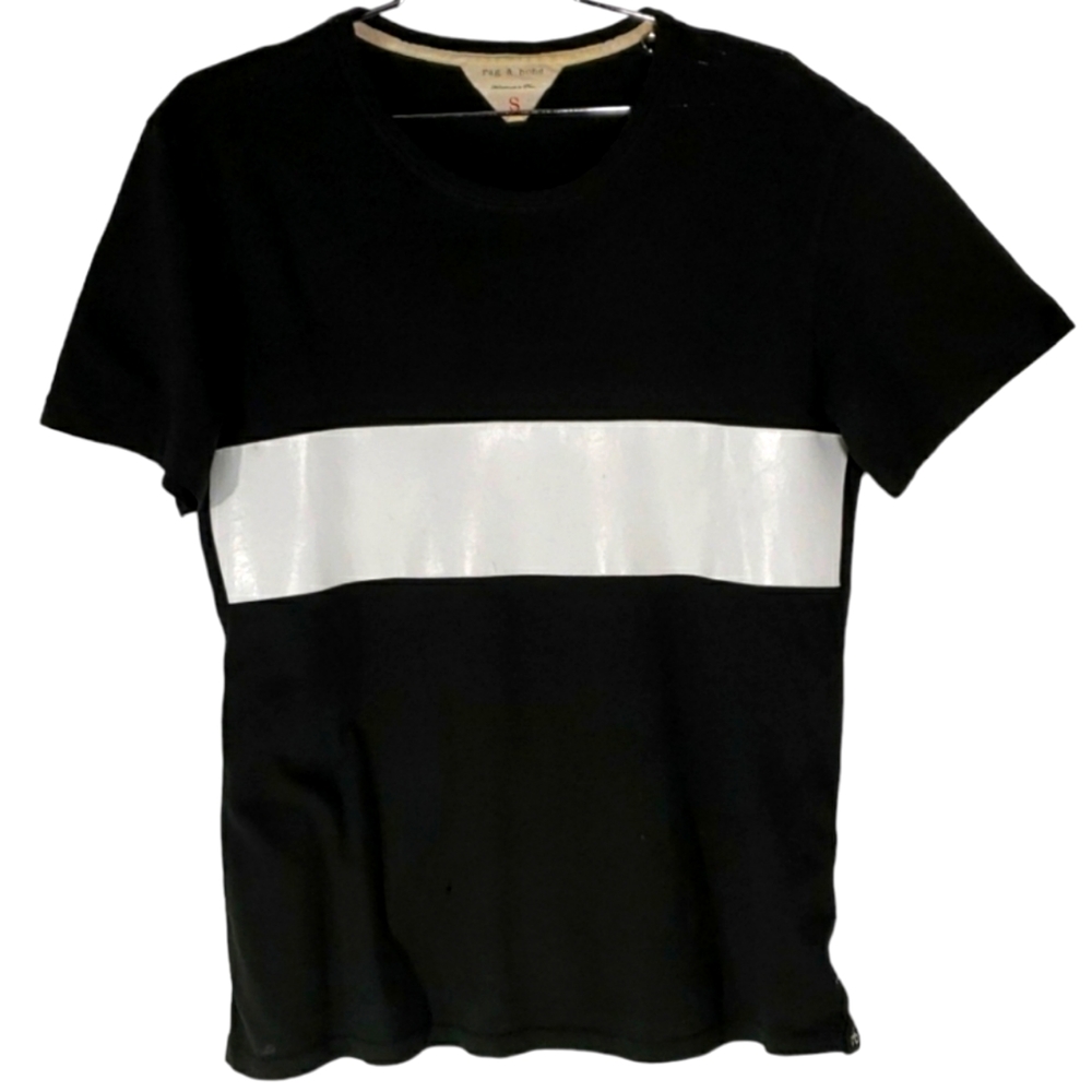 Men's RAG & BONE black white panel t-shirt